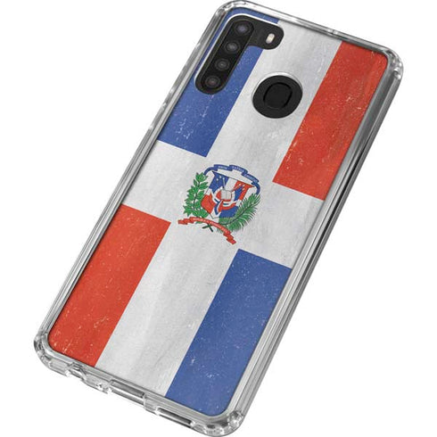 Dominican Republic Flag Distressed Galaxy A21 Clear Case